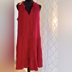 Max Studio Berry Tie Front V-Neck Midi Sundress